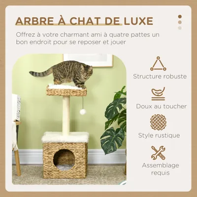 PawHut - Arbre à chat style cosy chic jacinthe d'eau peluche fourrure