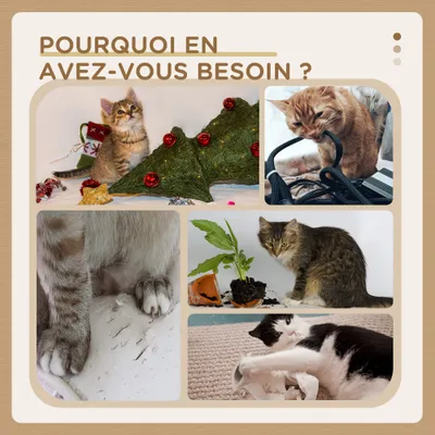 PawHut - arbre à chat tour style cosy naturel H.225-255 cm - beige