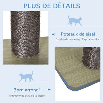 PawHut - arbre à chat multi-équipement H.120 cm - hêtre gris