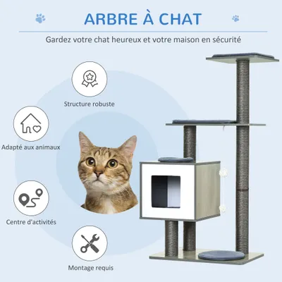PawHut ? Arbre à chat design griffoirs niche plateformes boules