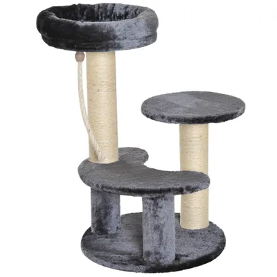 PawHut - Arbre à chat griffoir sisal naturel plateformes corde grimper