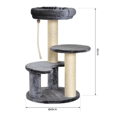 PawHut - arbre à chat multi-équipement H.65 cm - gris