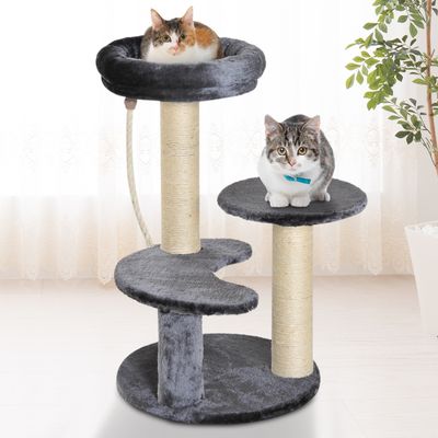PawHut - Arbre à chat griffoir sisal naturel plateformes corde grimper