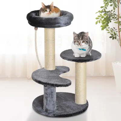 PawHut - arbre à chat multi-équipement H.65 cm - gris