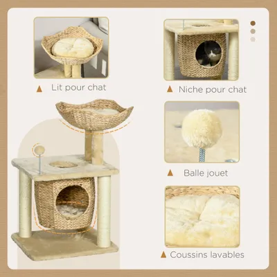 PawHut - arbre à chat style cosy chic H.74 cm - beige