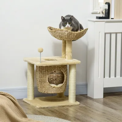PawHut - arbre à chat style cosy chic H.74 cm - beige