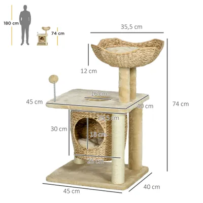 PawHut - arbre à chat style cosy chic H.74 cm - beige