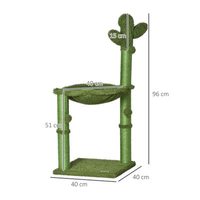 PawHut ? Arbre à chat griffoirs design cactus hamac 3 jouets pompons
