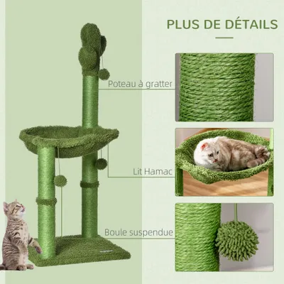 PawHut - arbre à chat design cactus H.60 cm - vert