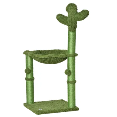 PawHut ? Arbre à chat griffoirs design cactus hamac 3 jouets pompons