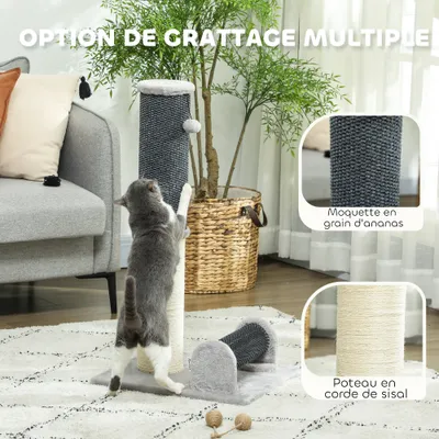 PawHut - arbre à chat multi-équipement H.85 cm - gris