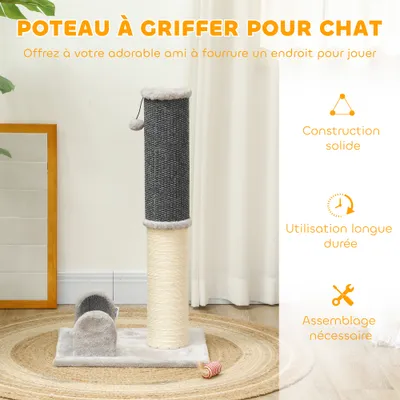 PawHut - arbre à chat multi-équipement H.85 cm - gris