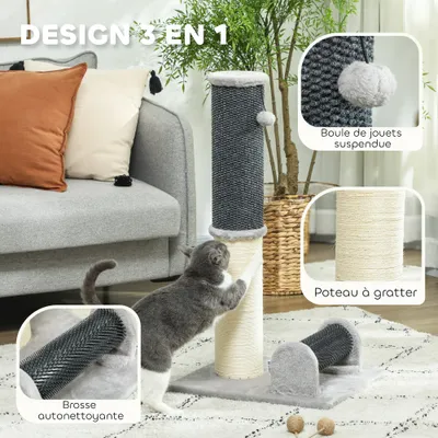 PawHut - arbre à chat multi-équipement H.85 cm - gris