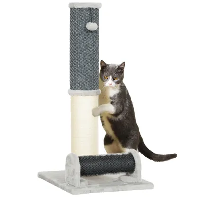 PawHut - Arbre à chat griffoir grattoir H.85 cm boule bande massante