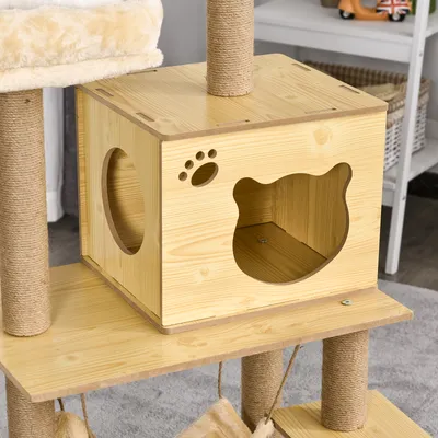 PawHut - arbre à chat multi-équipement H.130 cm - beige