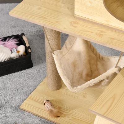 PawHut - arbre à chat multi-équipement H.130 cm - beige