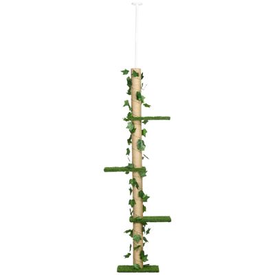 PawHut - arbre à chat poteau 4 niveaux H.202-242 cm - vert