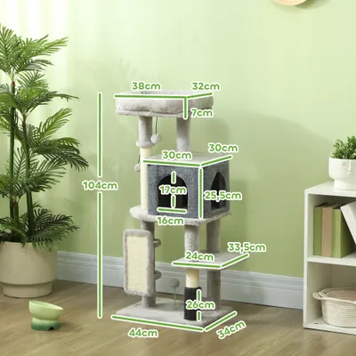 PawHut - arbre à chat multi-équipement H.104 cm - gris