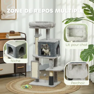 PawHut - Arbre à chat multi-équipement H.104 cm
