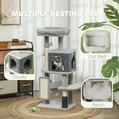 PawHut - arbre à chat multi-équipement H.104 cm - gris