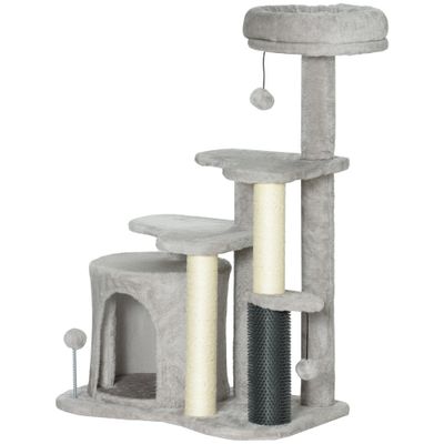 PawHut - arbre à chat multi-équipement H.87 cm - gris clair
