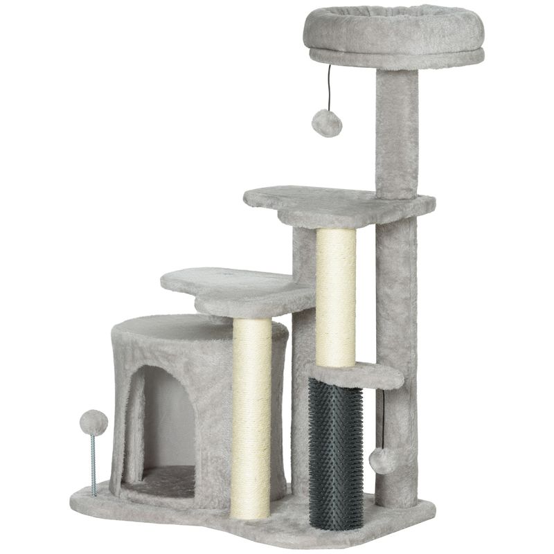 PawHut - arbre à chat multi-équipement H.87 cm - gris clair