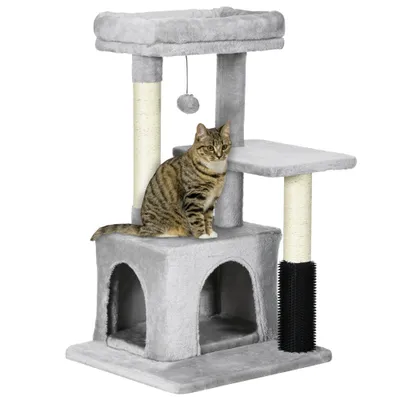 PawHut ? Arbre à chat griffoirs sisal naturel massant niche plateforme