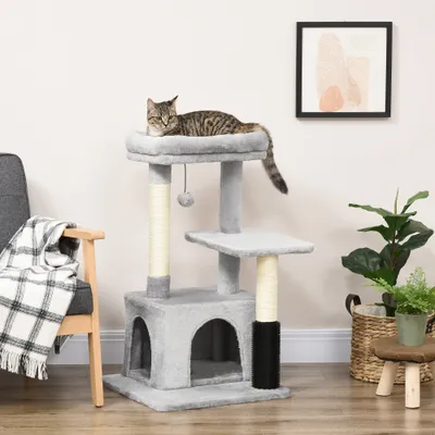 PawHut - arbre à chat multi-équipement H.80 cm - gris