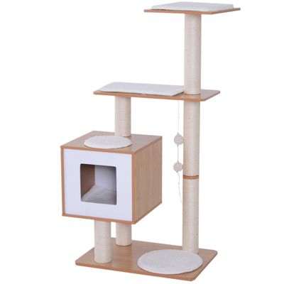 PawHut - arbre à chat multi-équipement H.120 cm - hêtre clair