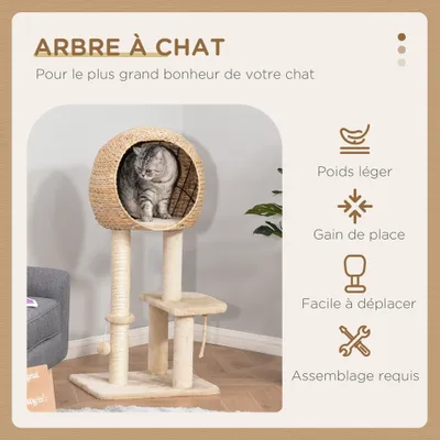 PawHut - arbre à chat multi-équipement H.100 cm - beige