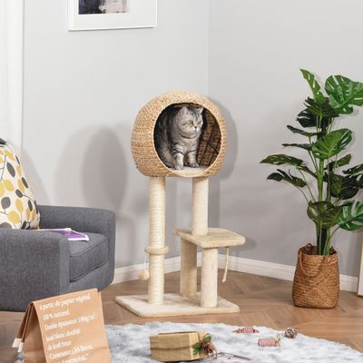 PawHut - arbre à chat multi-équipement H.100 cm - beige