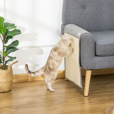 PawHut ? Lot de 2 tapis griffoir chat de canapé sol ou mur gris