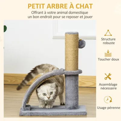 PawHut ? Arbre à chat griffoir jeu boule + demi-arc de massage