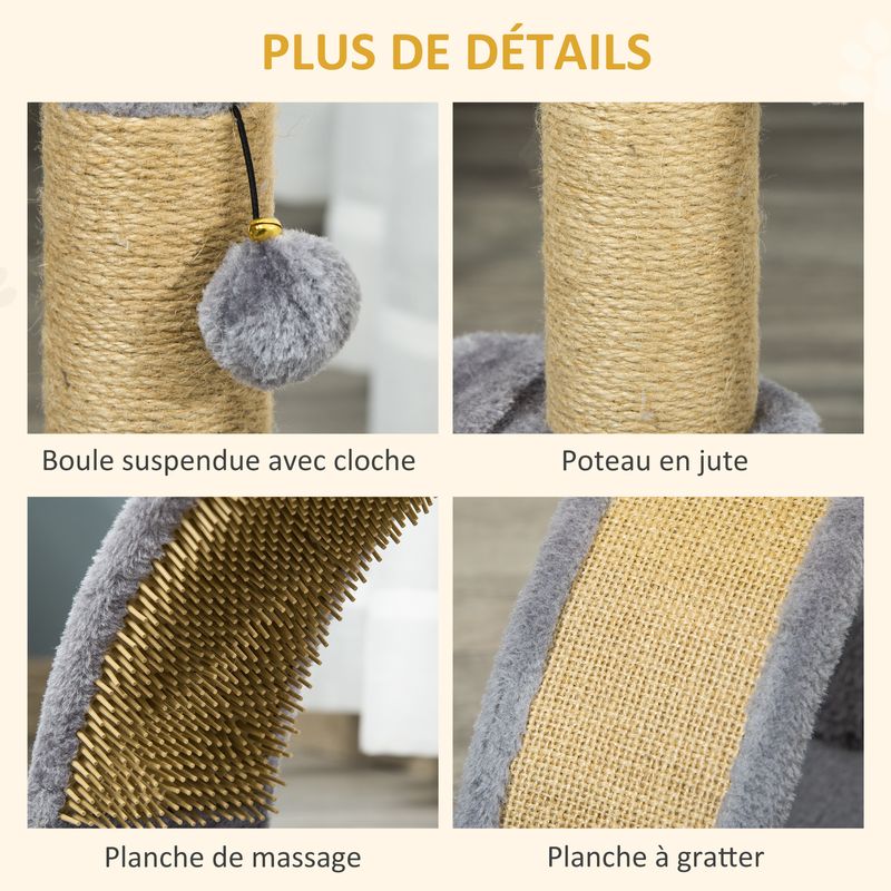 PawHut - arbre à chat multi-équipement H.43 cm - gris