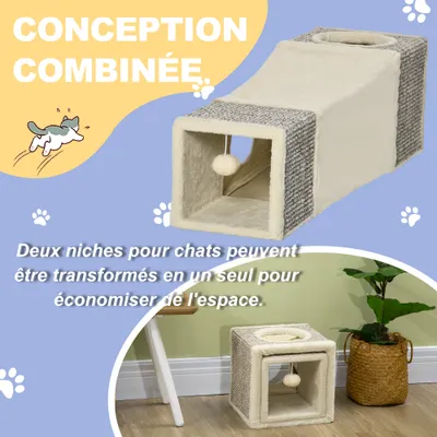 PawHut - arbre à chat multi-équipement H.65 cm - gris
