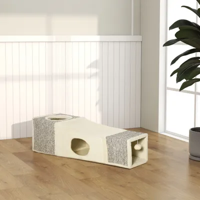 PawHut ? Tunnel grattoir niche modulable pour chat 3 en 2