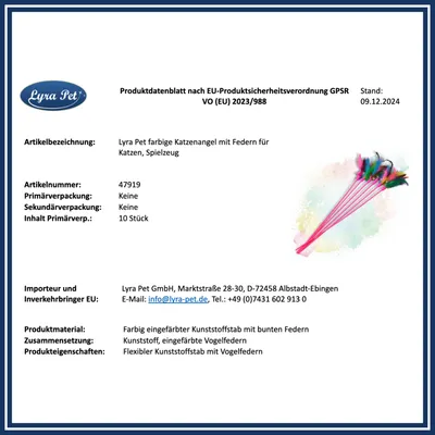 Lyra Pet® Canne à pêche pour chats rose avec plume