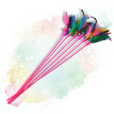 Lyra Pet® Canne à pêche pour chats rose avec plume