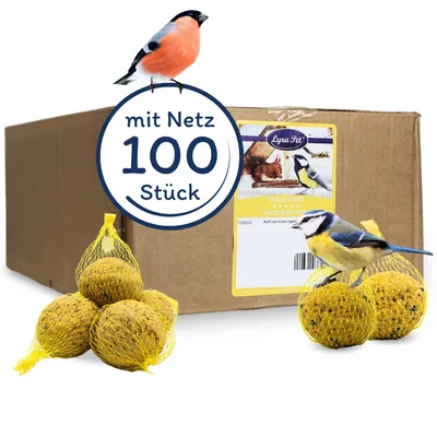Lyra Pet® 100 boules de graisse pour mésanges en filet de 90 g chacune