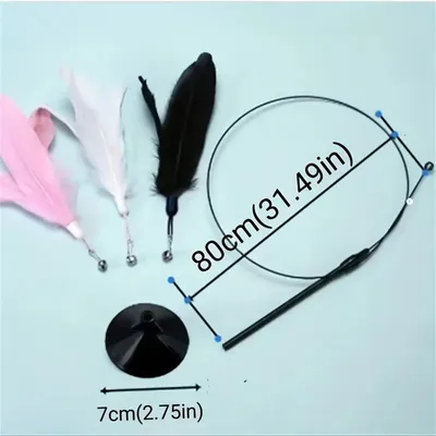MCBOSON Feather Teaser Angelrute für Katzen, Weiß