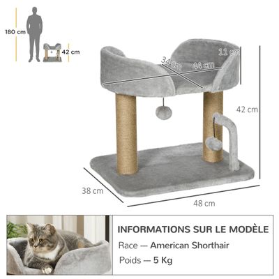 PawHut - Arbre à chat griffoirs boules plateforme