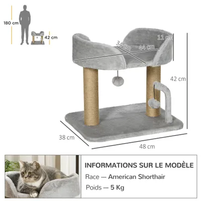 PawHut - arbre à chat griffoirs boules plateforme