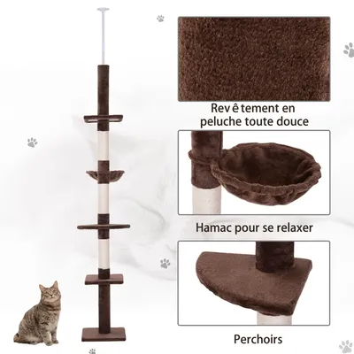 PawHut - arbre à chat poteau 5 niveaux