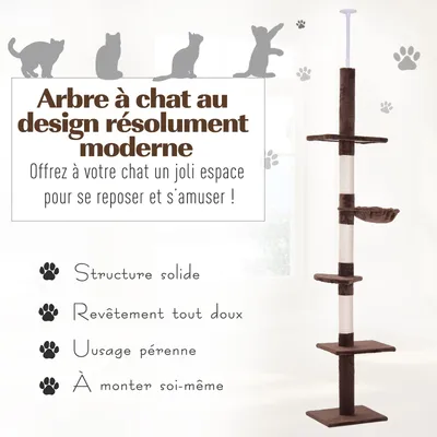 PawHut - arbre à chat poteau 5 niveaux