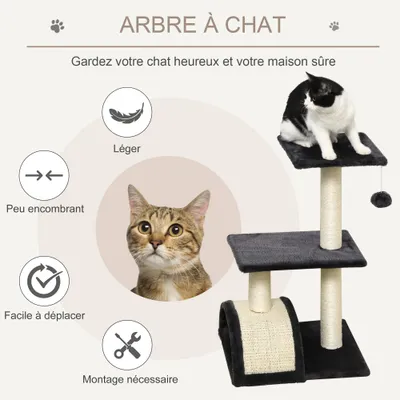 PawHut - arbre à chat griffoir grattoir 2 plateformes