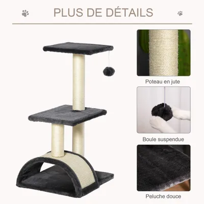 PawHut - arbre à chat griffoir grattoir 2 plateformes