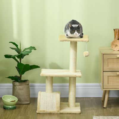 PawHut - arbre à chat griffoir grattoir 2 plateformes