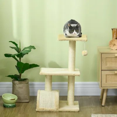 PawHut - arbre à chat griffoir grattoir 2 plateformes