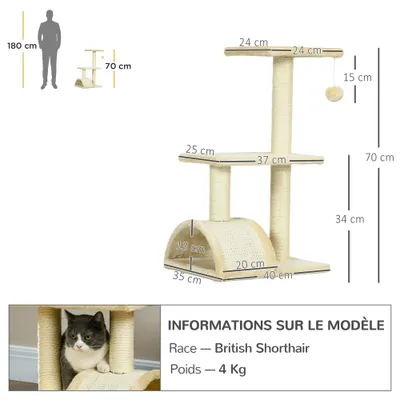 PawHut - arbre à chat griffoir grattoir 2 plateformes