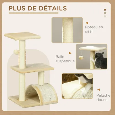 PawHut - arbre à chat griffoir grattoir 2 plateformes